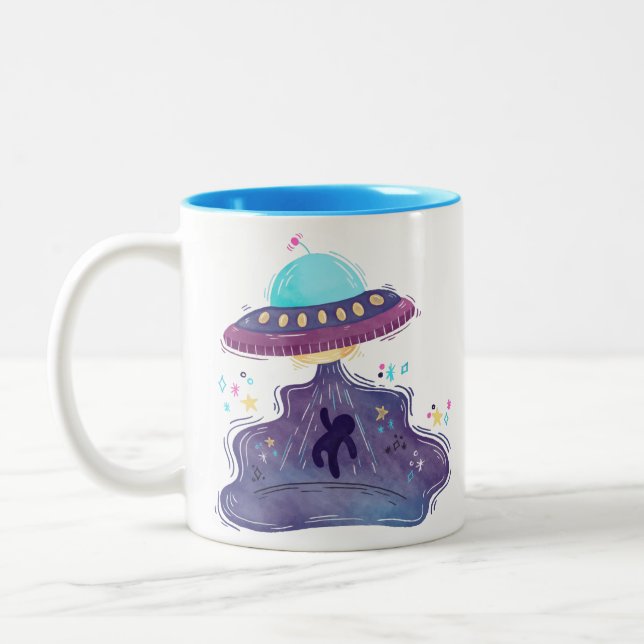 alien abduction Two-Tone coffee mug (Left)