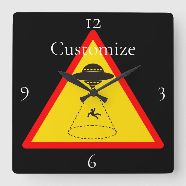 Alien Abduction UFO Thunder_Cove Square Wall Clock (Front)
