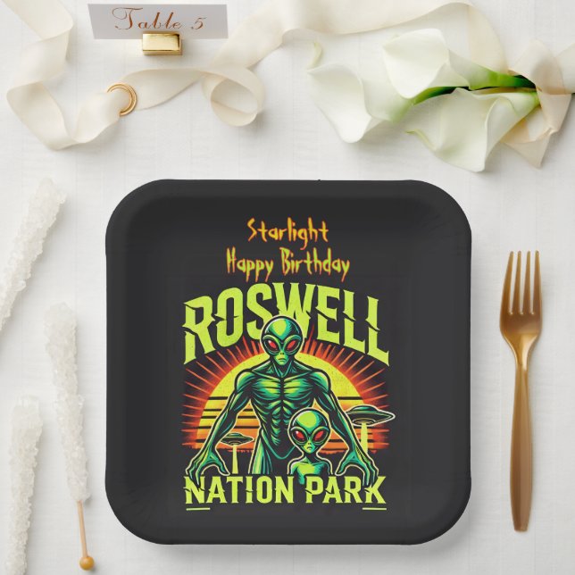 Alien Adventures Start Here in Roswell! Paper Plate (Wedding)