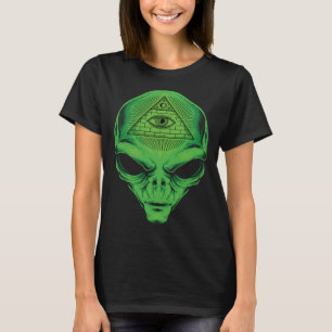 Alien All Seeing Eye Illuminati Graphic Style T-Shirt