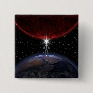Alien Among The Planets 15 Cm Square Badge