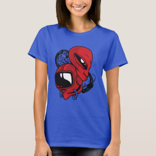 Alien and Astronaut Head T-Shirt