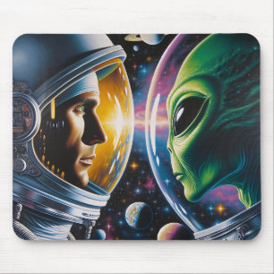 Alien and Astronaut in Space  Mouse Mat