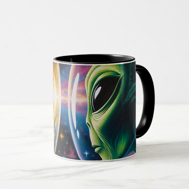 Alien and Astronaut in Space  Mug (Front Right)