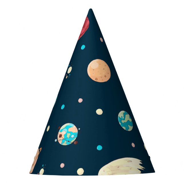 Alien and Astronaut in Space theme Party Hat (Front)