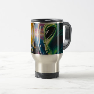Alien and Astronaut in Space  Travel Mug