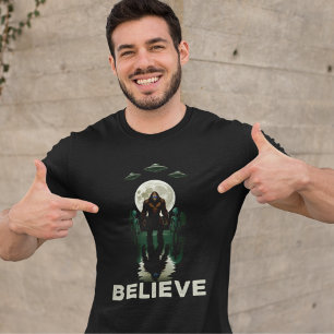 Alien And Bigfoot Moon  T-Shirt