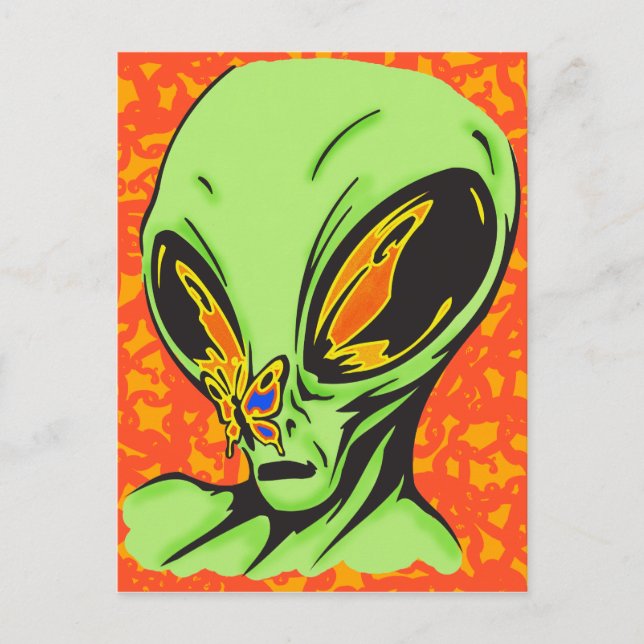 Alien and Butterfly Postcard (Front)