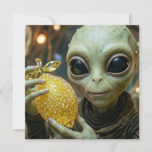 Alien and Crystalline Lemon Blank Holiday Card