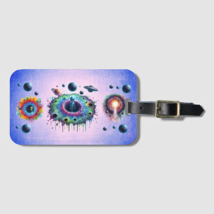 Alien and planets luggage tag