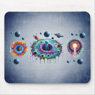 Alien and planets mouse mat