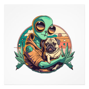 Alien and Pug Photo Print