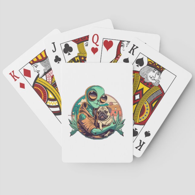 Alien and Pug Playing Cards (Back)