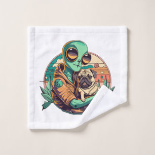 Alien and Pug Wash Cloth