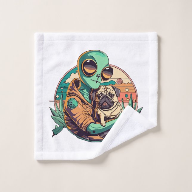 Alien and Pug Wash Cloth (Wash Cloth)