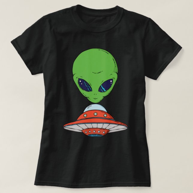 Alien and Spaceship T-Shirt (Design Front)