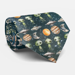 Alien and Spaceship Tie