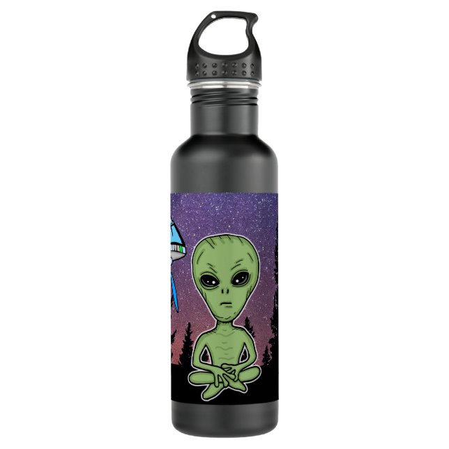 Alien and UfO on Starry Night   Stainless Steel Wa 710 Ml Water Bottle (Front)