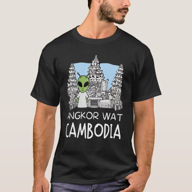 Alien Angkor Wat Khmer Historical Temple Cambodia T-Shirt (Front)