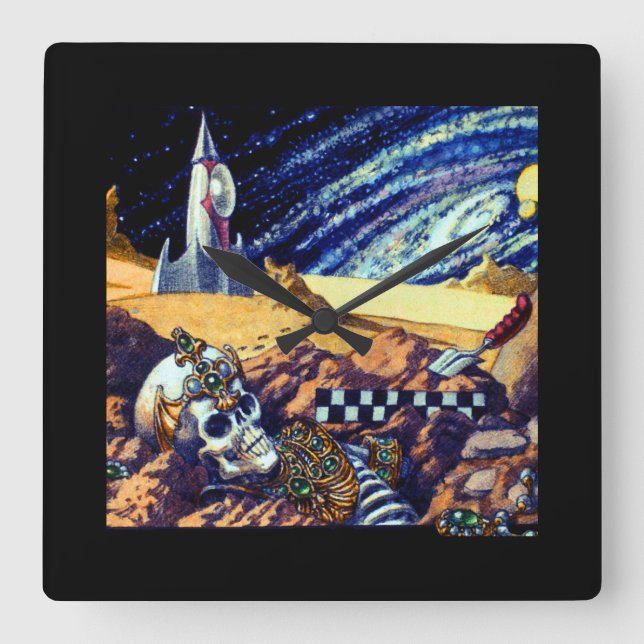 Alien Archaeology Square Wall Clock (Front)