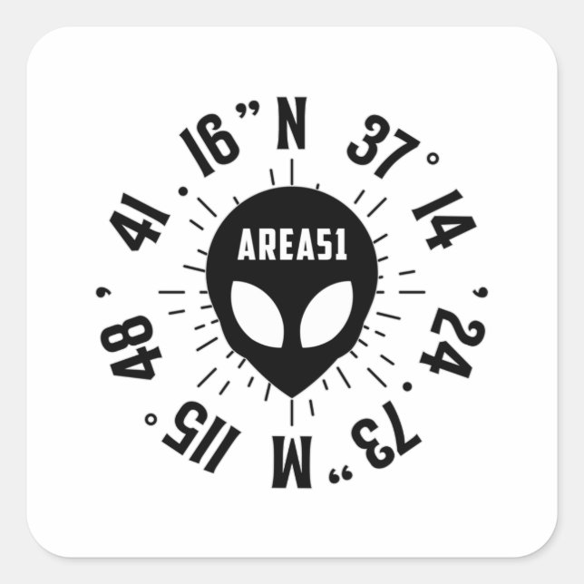 Alien Area 51 Head Ufo Aliens Space Fun Gift Idea Square Sticker (Front)