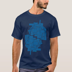 Alien art architecture squares abstract blue maze  T-Shirt