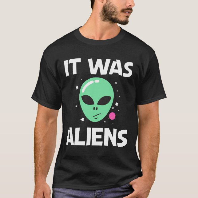Alien Art Green Head Galaxy Outer Space T-Shirt (Front)