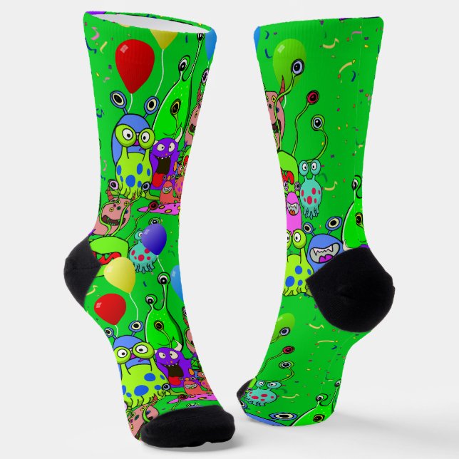 Alien Art * Party with Aliens Socks (Angled)