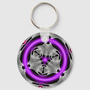 Alien Art - Purple Neon Key Ring