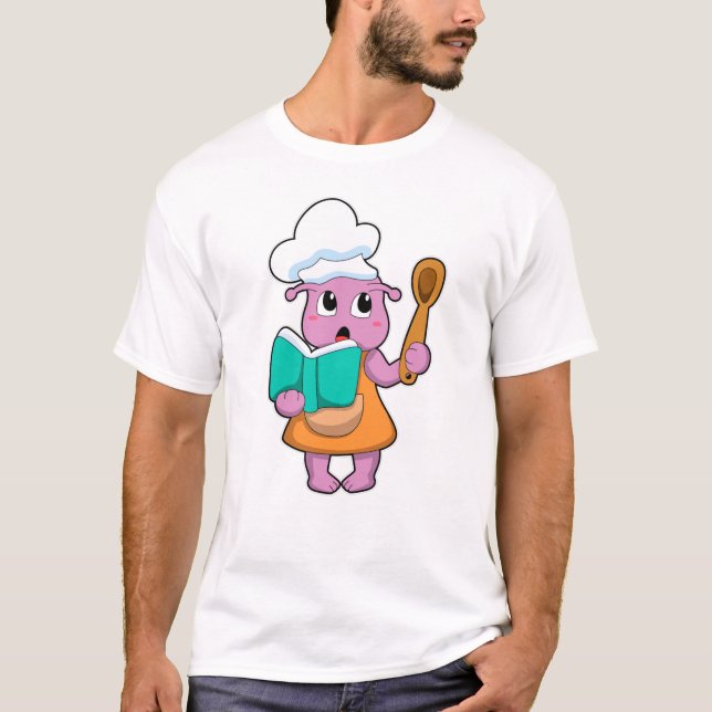 Alien as Cook with Cookbook T-Shirt (Front)