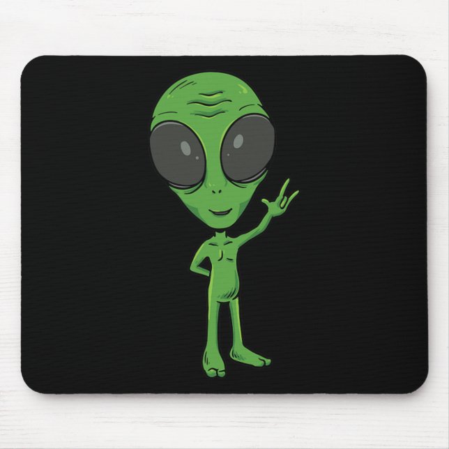 Alien Asl Hand Gesture Deaf Hearing Loss Awareness Mouse Mat (Front)