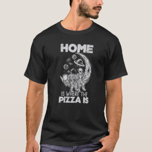Alien Astronaut Eating Pizza In The Cosmos Pizza T-Shirt