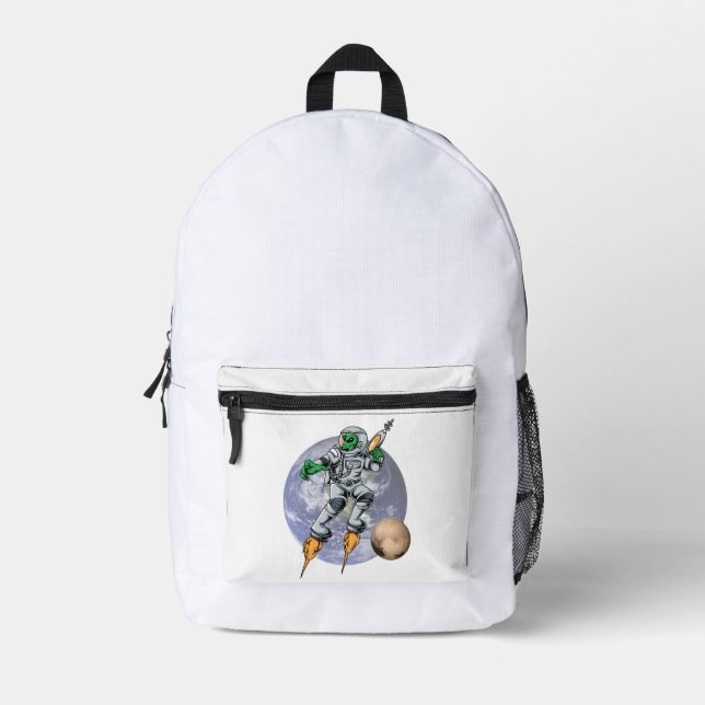 alien astronaut printed backpack (Front)