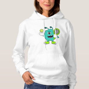 Alien at Tennis with Tennis racket Hoodie