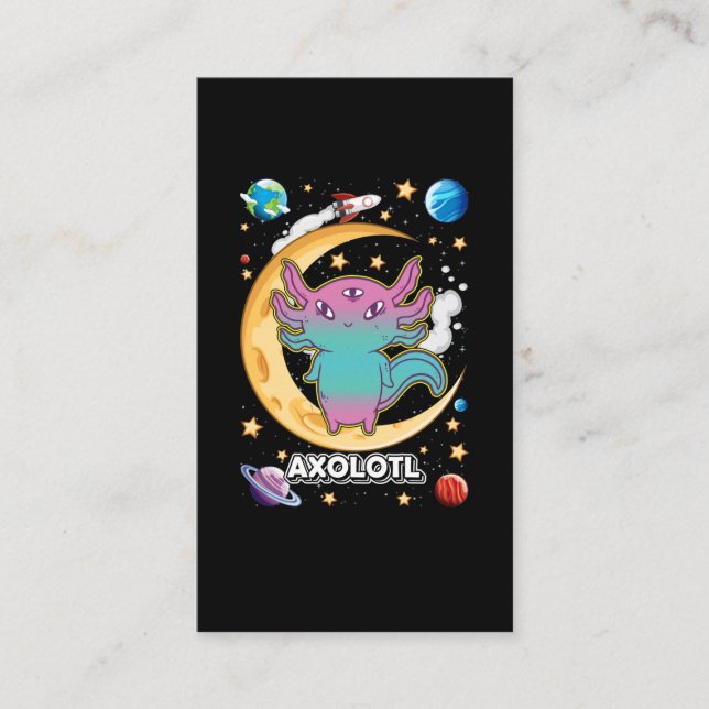 Alien Axolotl Pastel Goth Space Crescent Business Card (Front)