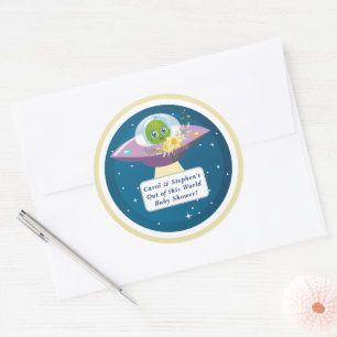 Alien Baby Shower Classic Round Sticker