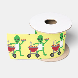 Alien Barbecue Cookout Thunder_Cove Satin Ribbon