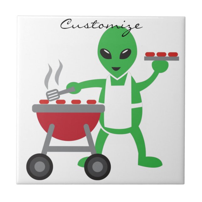 Alien Barbecue Cookout Thunder_Cove Tile (Front)