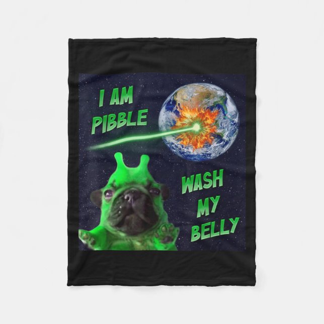 Alien Bble Funny Brainrot Dog Meme Space I Am Bble Fleece Blanket (Front)