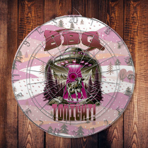 Alien BBQ Cow Abduction Joke Dartboard