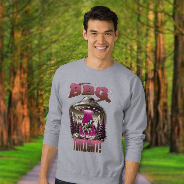 Alien BBQ Cow Abduction Joke Sweatshirt (Creator Uploaded)