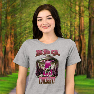Alien BBQ Cow Abduction Joke Tri-Blend Shirt