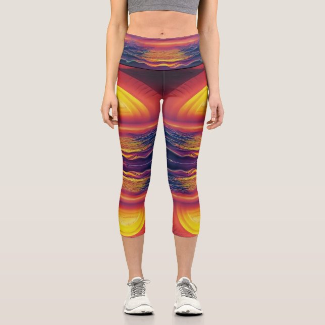 Alien Beach at Sunset Capri Leggings (Front)