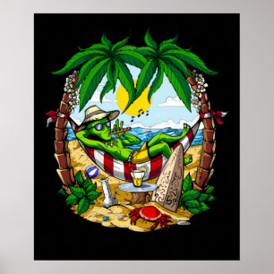 Alien Beach Vacation Poster