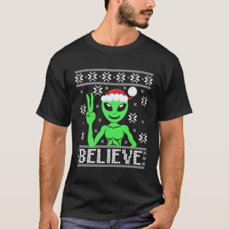 Alien Believe Ugly Sweater For Christmas