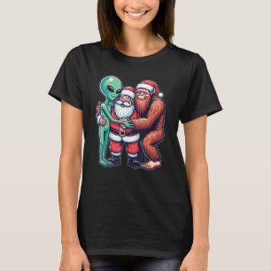 Alien Bigfoot and Santa Claus Believer Funny Chris T-Shirt