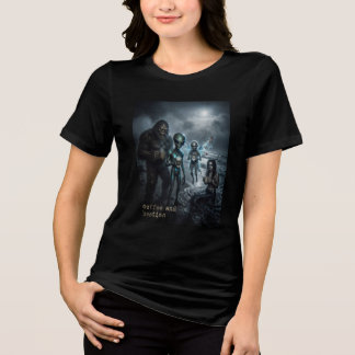 Alien Bigfoot Beach Coffee Crew Tri-Blend Shirt