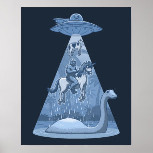 Alien, Bigfoot, Unicorn, Nessie Poster