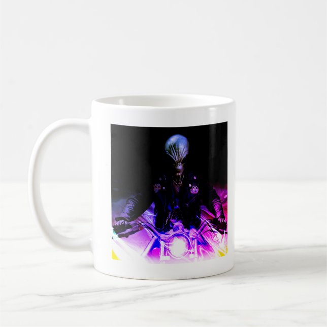 Alien Biker (Dreamy Version) Tri-Blend Shirt Coffee Mug (Left)