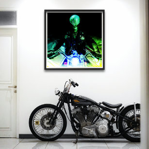 Alien Biker (Neon Version) Poster